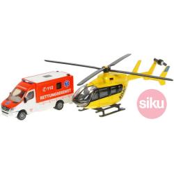SIKU Záchranáři set sanitka Mercedes sprinter + vrtulník Eurocopter EC 145 kov